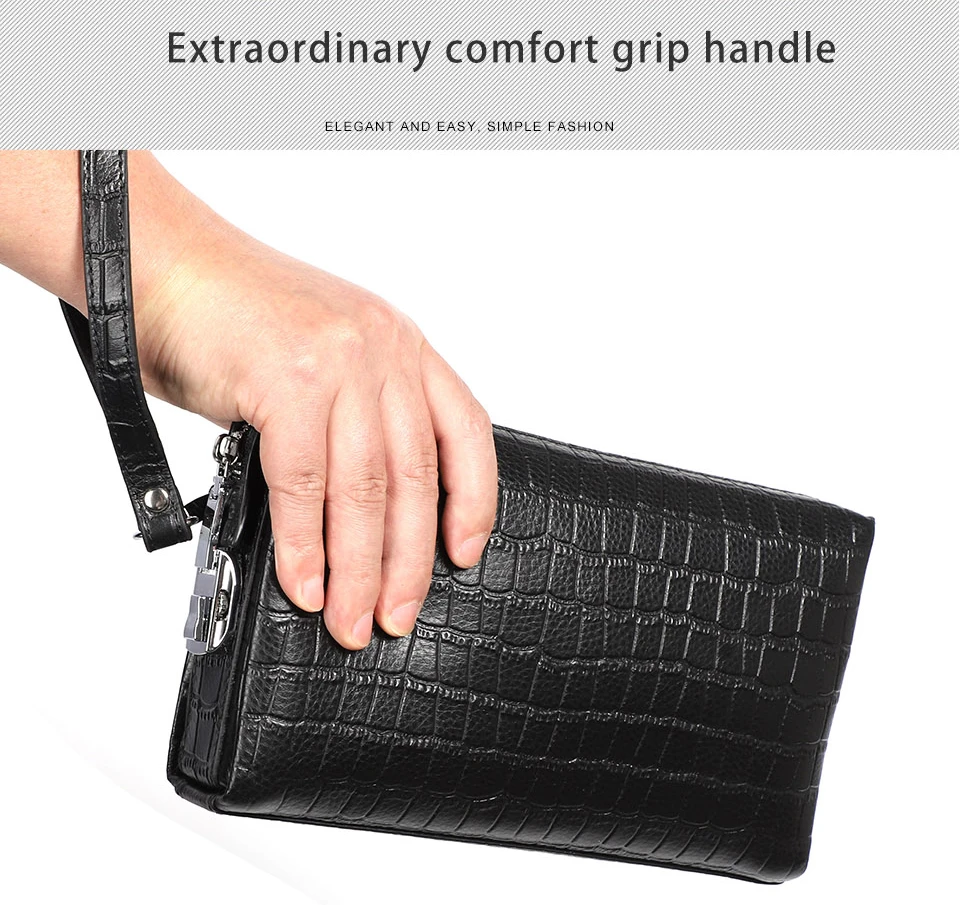 Новые модные мужские бумажники с кодовым замком Длинный кошелек из натуральной