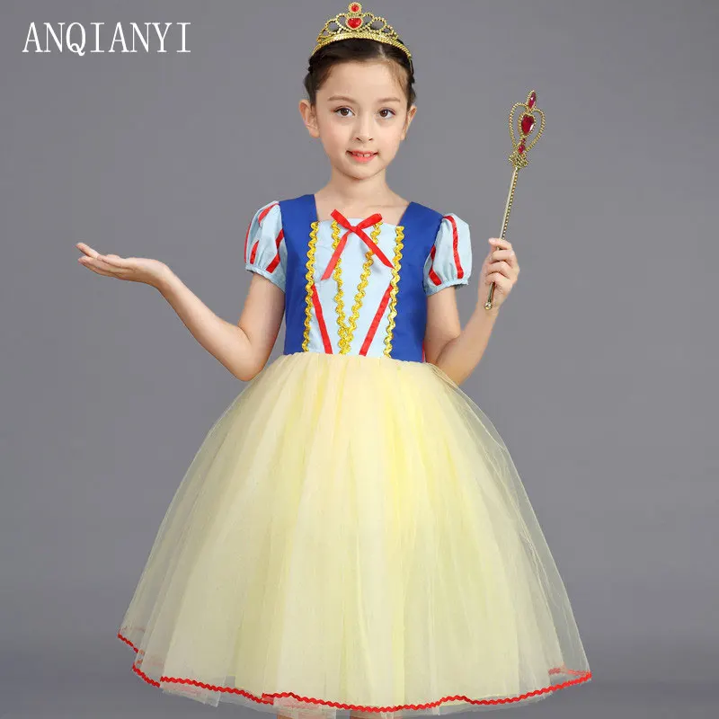 Summer Girls Snow White Princess Dresses Kid Short Sleeve Mesh Dress Fancy Girl Carnival Birthday Graduation Party Vestido 4-10y | Детская