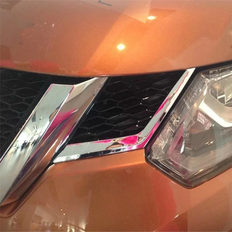 

WELKINRY car auto cover styling for Nissan X-TRAIL T32 2013 2014 2015 2016 ABS chrome front grille racing grill side trim