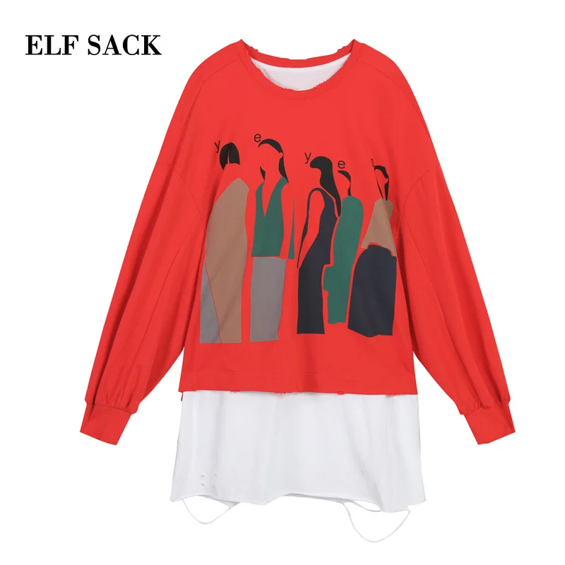 ELFSACK новинка весны 2019 хлопковые толстовки для женщин Повседневные вязаные