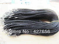 20 strings black faux braid leather necklace cord with 1 8inch chain 1 2x0 7cm lobster clasp lnc0002