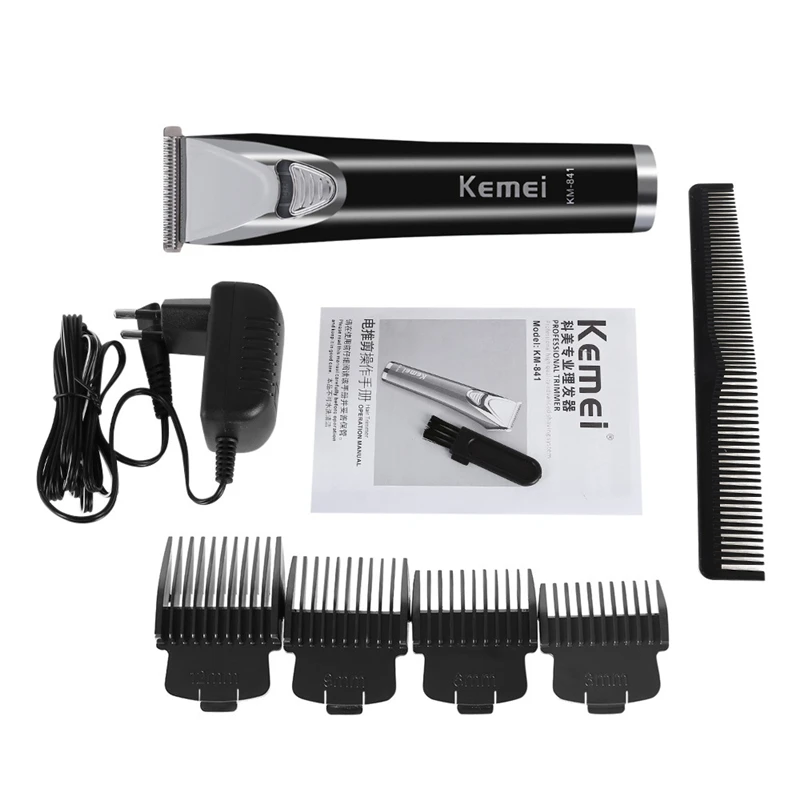Электрическая машинка для стрижки волос Kemei, профессиональный триммер с аккумулятором, триммер для мужчин