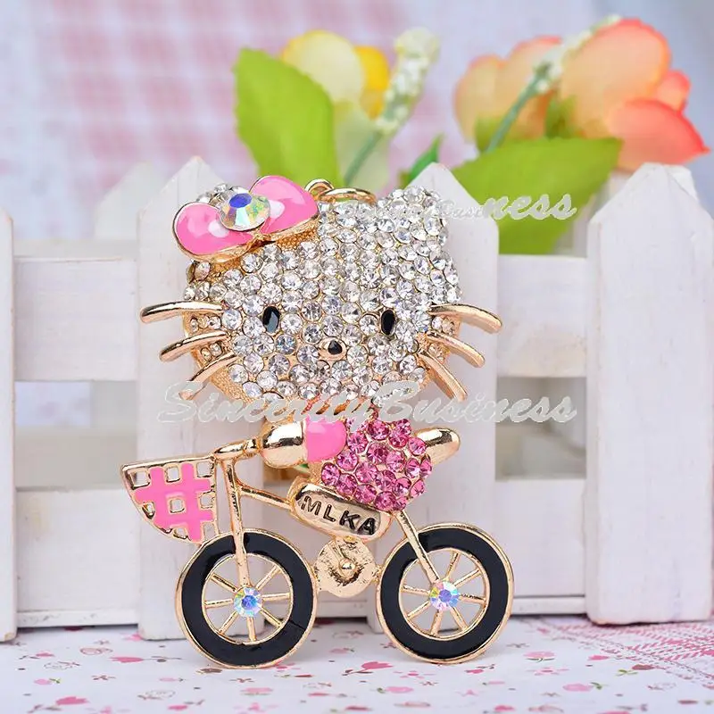 ТК Cat Rhinestone брелок сплава автомобиля творческая Корея брелок|rhinestone keychain|key chainalloy