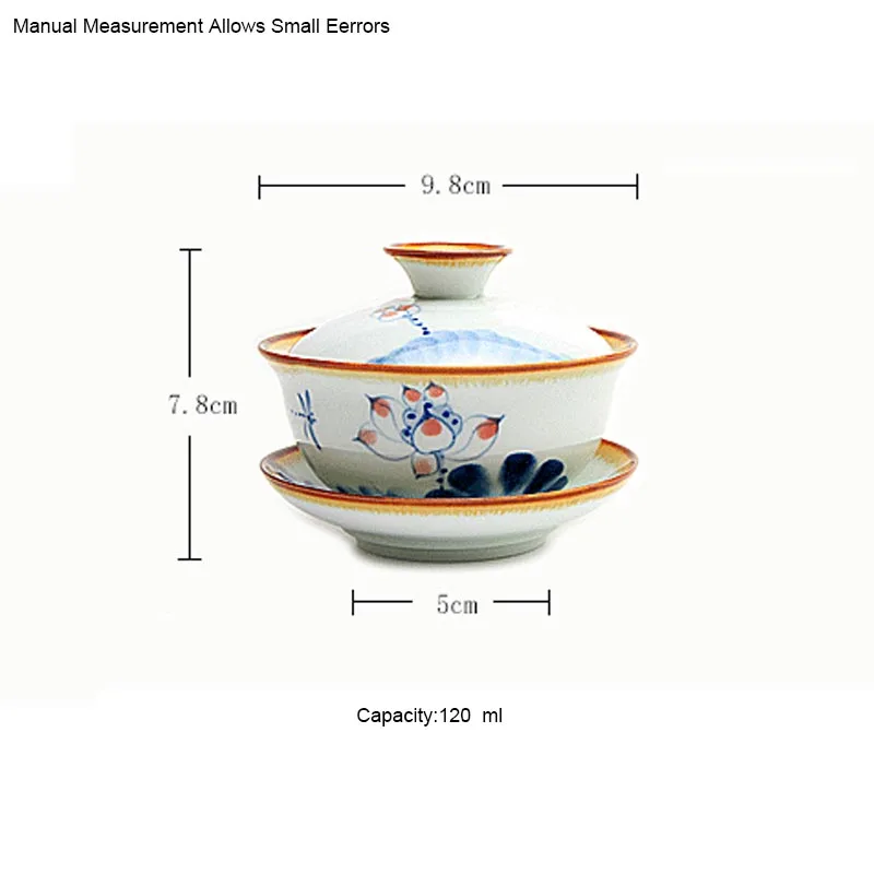120 мл Китайский Лотос ручной работы рыбы керамический фарфор Jingdezhen Gaiwan чайный