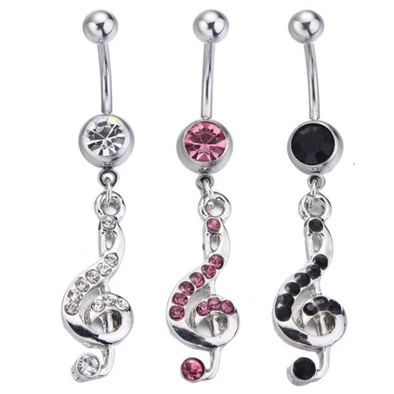 summer new style note navel rings medical stainless steel belly button blue crystal hot body piercing jewelry party gifts |