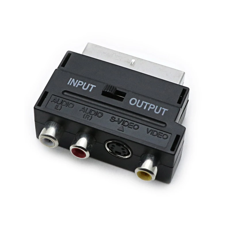 Переходник SCART в 3 RCA композитный Phono адаптер золотой переключатель
