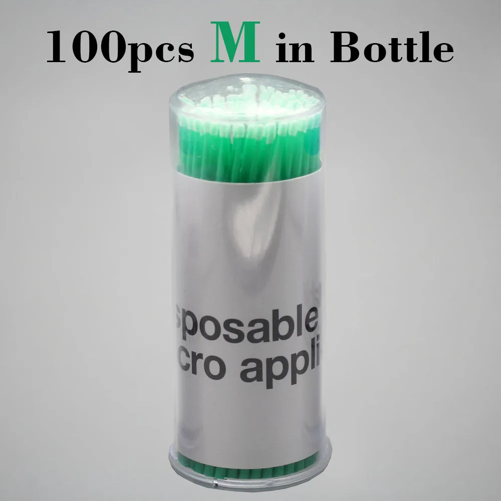100pcs M in Bottle Kimcci, 100 шт./лот, одноразовые кисти для макияжа, абсорбирующие ватные тампоны, кисти для ресниц, микро тушь для ресниц, индивидуальная кисть для наращивания ресниц - Цвет: 100pcs M in Bottle