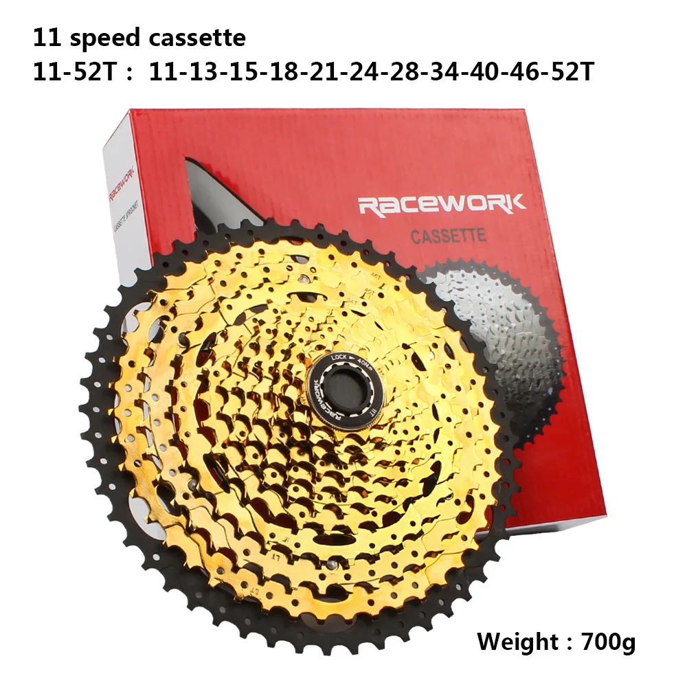 RACEWORK 11-42T 11-46T 11-50T 11-52T 10s 11s 12s Speed Mountain mtb Bike bicycle Cassette 42T 46T 50T 52T flywheel black gold | Спорт и