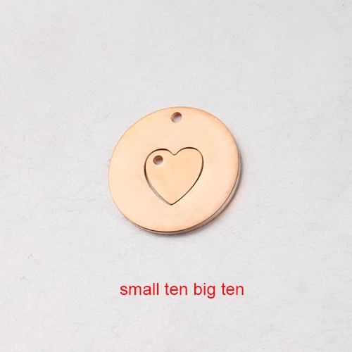 rose gold small big Fnixtar маленькое сердце большое полое Сердце зеркальные шармы из полированной нержавеющей стали DIY Шарм для соответствия 20 шт./лот - Окраска металла: rose gold small big