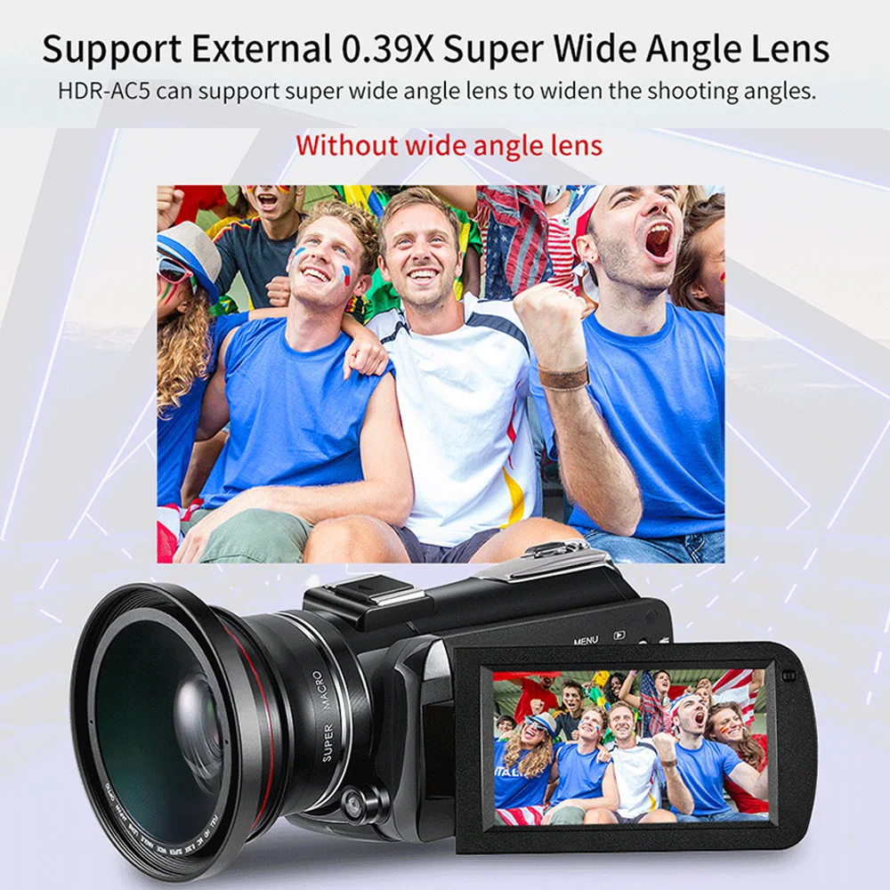Andoer AC5 3 1 &quotIPS сенсорный экран 4K UHD 24MP Цифровая видеокамера регистратор DV + 0.39X