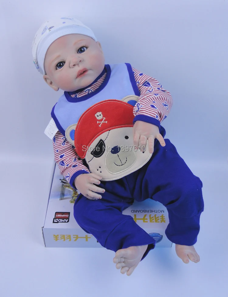 23 inches high quality soft silicone pure manual reborn dolls Realistic simulation baby doll collectible toys free shipping | Игрушки и