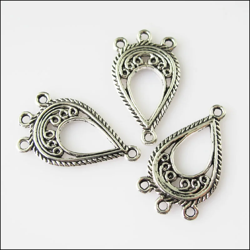 Новый 20 шт. Тибетский серебристый цвет каплевидные Подвески Разъемы 15x27mm|Шармы| |