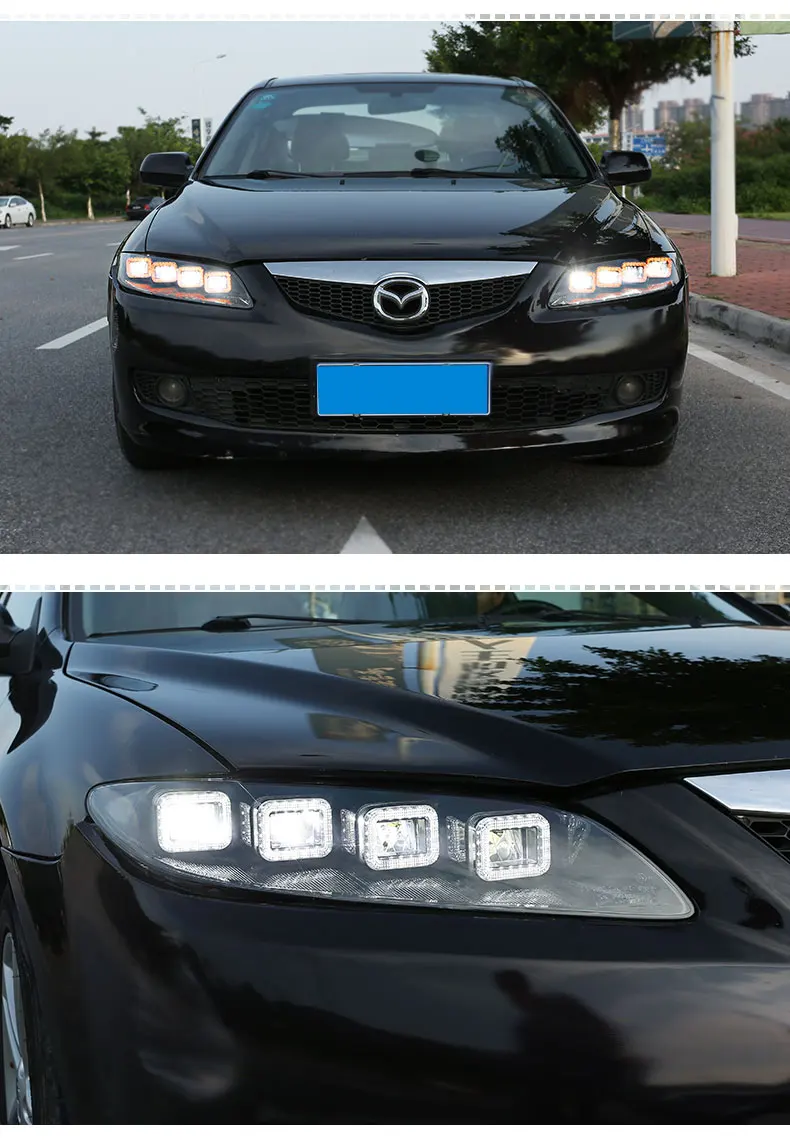 Стайлинга автомобилей фара для Mazda 6 фары 2004-2012 Mazda6 все светодиодный задний фонарь светодиодный DRL динамический сигнала Ангел глаз аксессуары