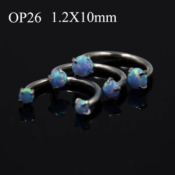 OP26 1.2X10mm 3 шт. смешанные размеры внутренняя нить опал Циркон Подкова круговой штанги ушной хрящ Хеликс перегородка нос Лабрет пирсинг ювелирные изделия - Окраска металла: OP26 1.2X10mm