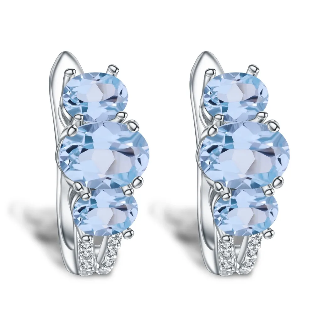 GEM'S BALLET 5.55Ct натуральный Небесно-Голубой топаз камень серьги по месяцу рождения 925 пробы серебряные драгоценные камни серьги-гвоздики для женщин хорошее ювелирное изделие