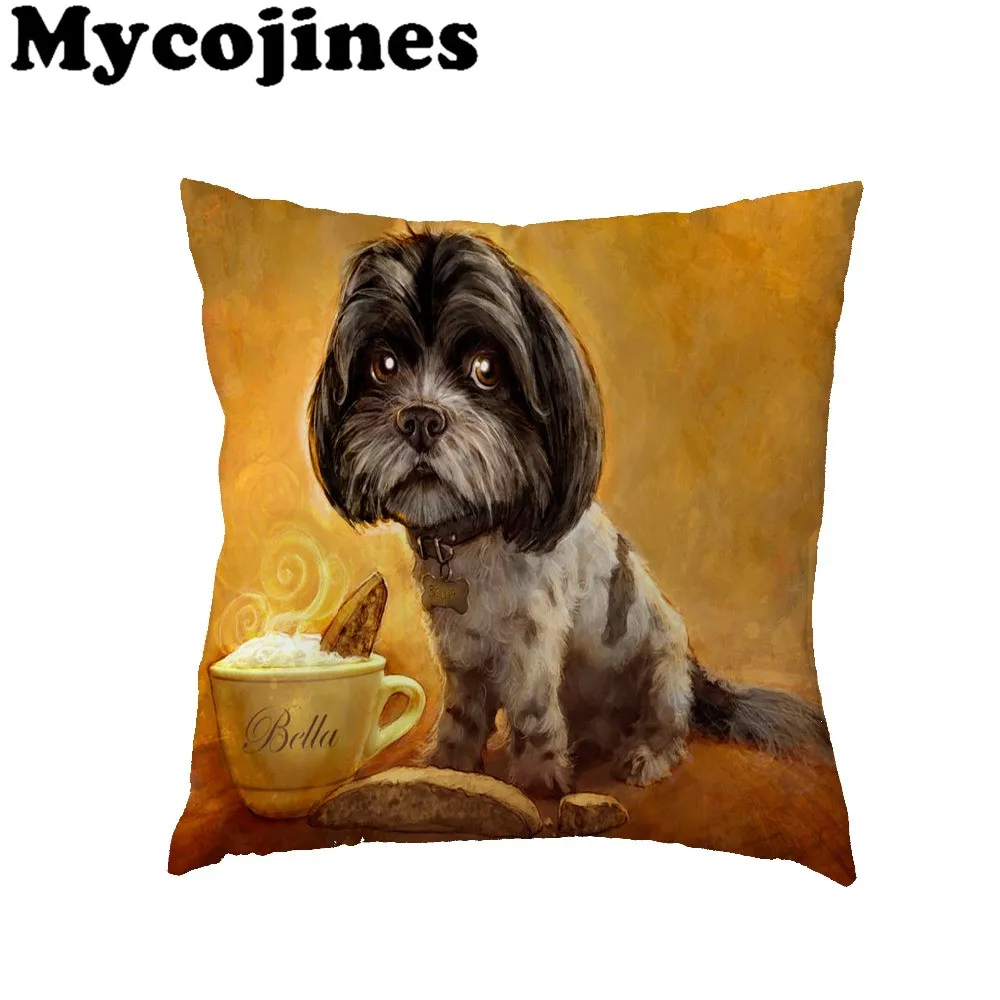 

High Quality Corgi Schnauzer Golden Retriever Bull Terrier French Bulldog Home Sofa Gift Polyester Peach Skin Decor Pillow Cases