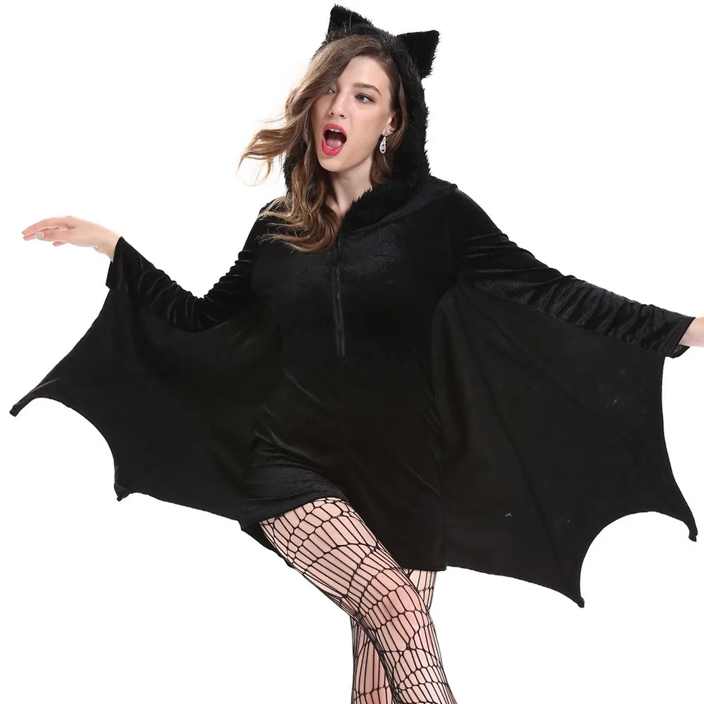 2018 осенние классические Хэллоуин готический взрослых Bat костюмы смешно полые на