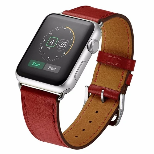 red Ремешок EIMO для apple watch Band из натуральной кожи apple watch 4 3 38 мм iwatch band 42 мм 44 мм 40 мм одиночный походный браслет ремешок для часов - Цвет ремешка: red