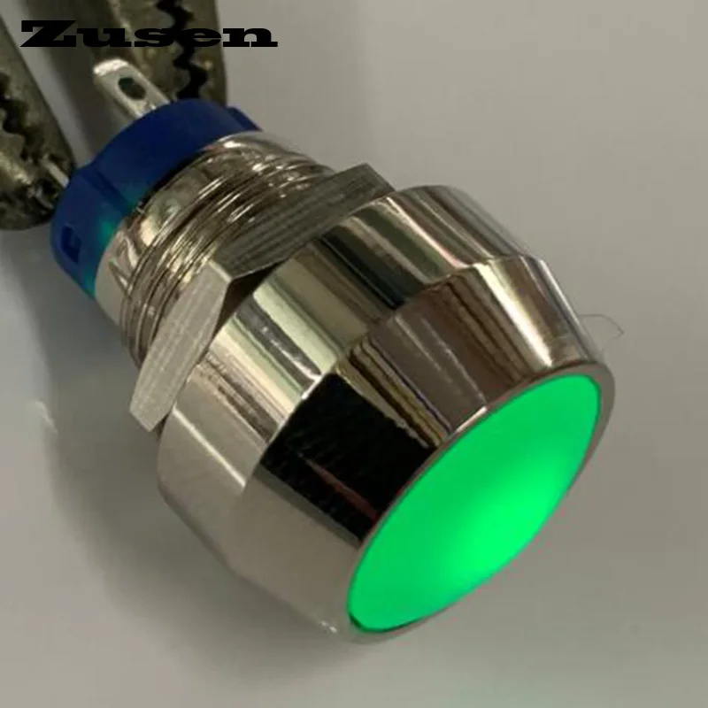 Купольная головка Zusen 12 мм с зеленым светодиодным индикатором 1 G/12 В/J/N кнопочный