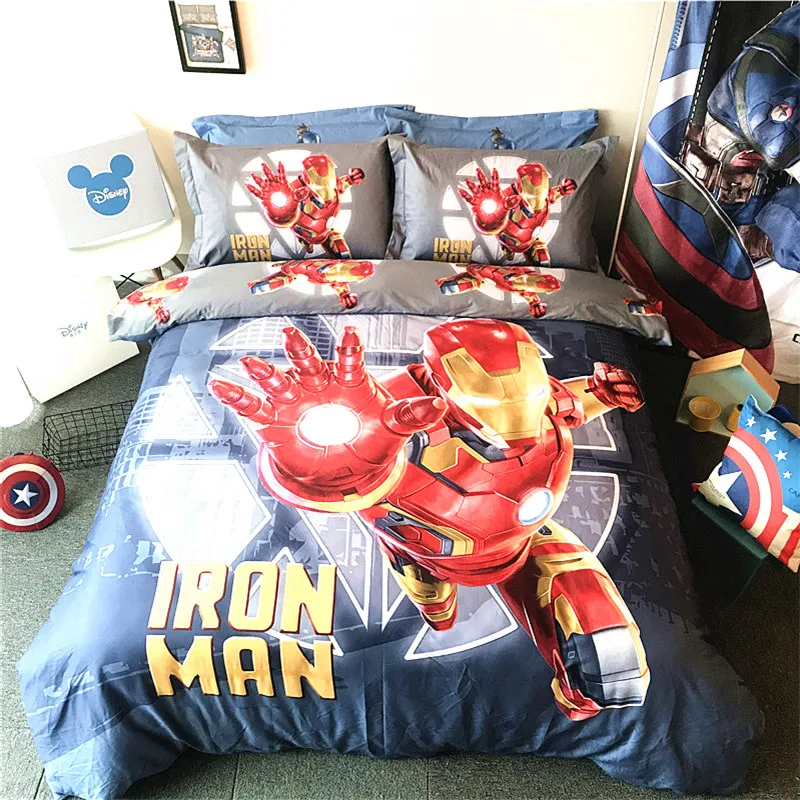 KG-4 3D одеяло marvel, Капитан Америка, набор пододеяльников для мальчиков, с рисунком из мультфильма, декор из египетского хлопка, постельное белье queen, 3-4 шт - Цвет: KG-4
