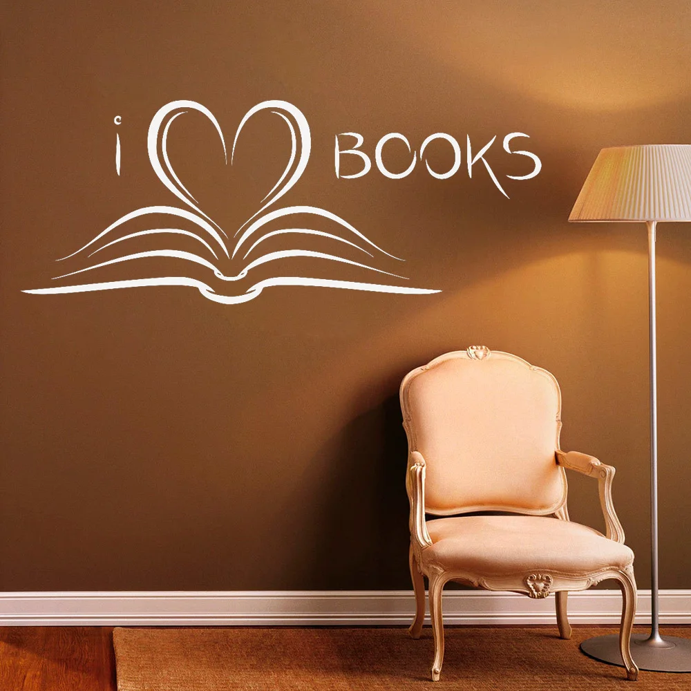 I love настенные книжки Виниловая наклейка наклейки для книг комнаты чтения