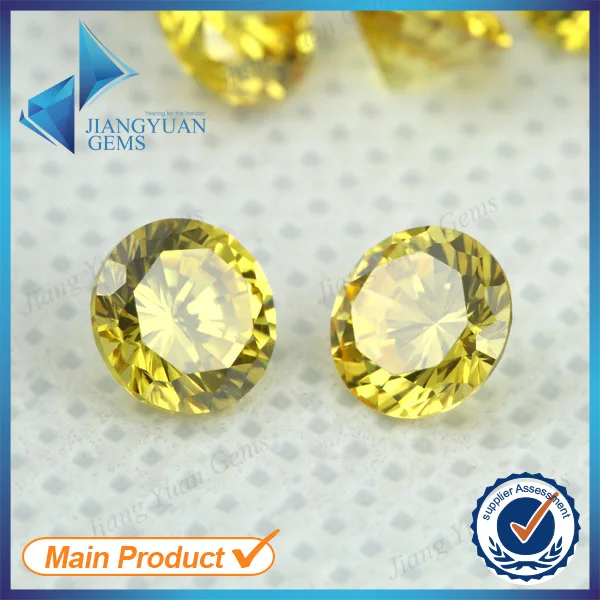 

50pcs 5A 0.8-16mm Golden Yellow Color Loose Cubic Zirconia CZ Stone Round Shape European Machine Cut Synthetic Gemstone