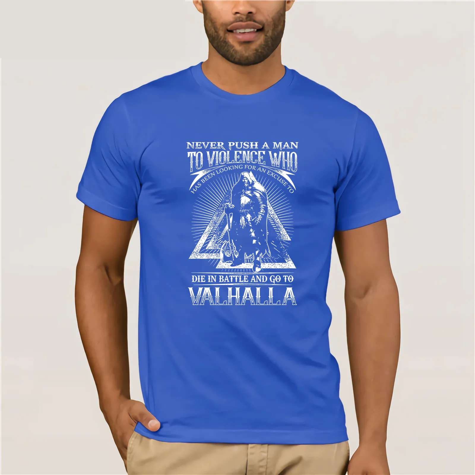Брендовая Хлопковая мужская одежда облегающая футболка Viking Valhalla модная