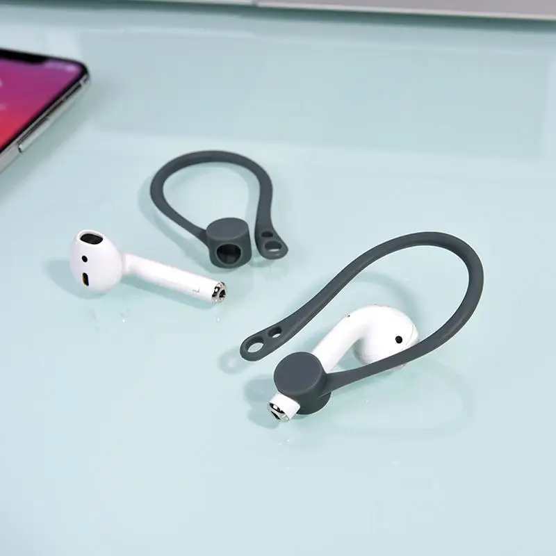 Grey Для Airpods, ушные крючки, универсальные bluetooth-наушники, аксессуары, спортивные, против потери, силиконовый рукав, Заушное крепление наушников для Air pods - Цвет: Grey