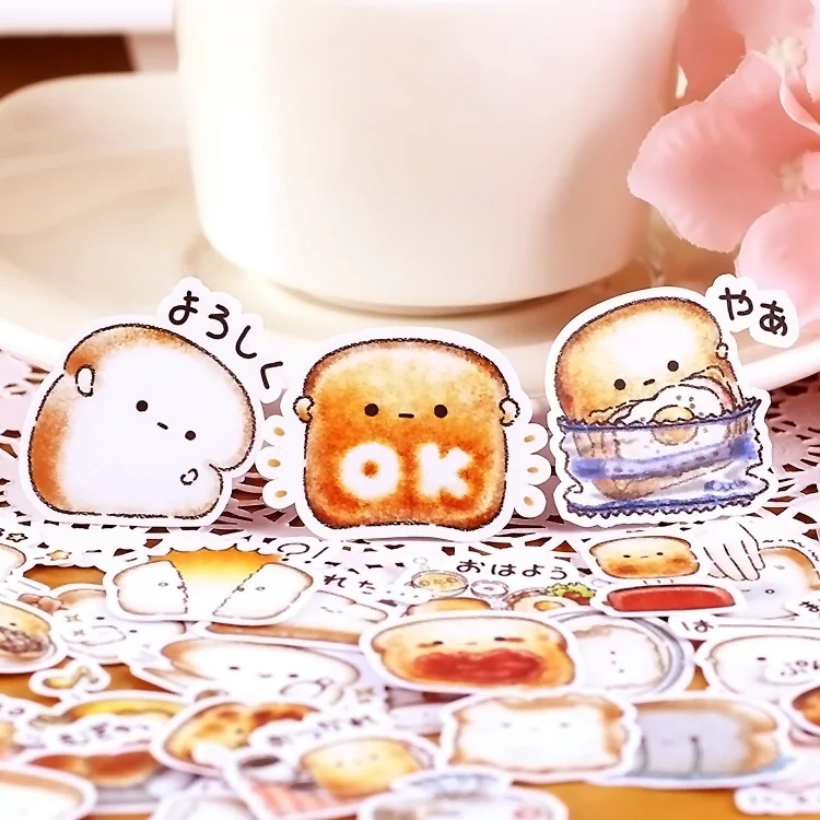 40pcs Cartoon Self-adhesive Food Bread Scrapbooking Stickers Bread Decorative Sticker DIY Craft Photo Albums Diary Decor