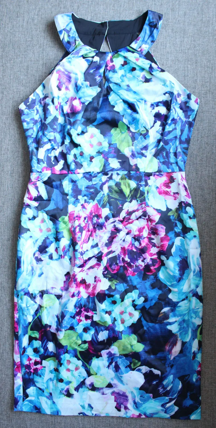 Purple floral Print halter back open casual Fashion cocktail/formal/party/prom Dress CT6099-Free Shipping | Женская одежда