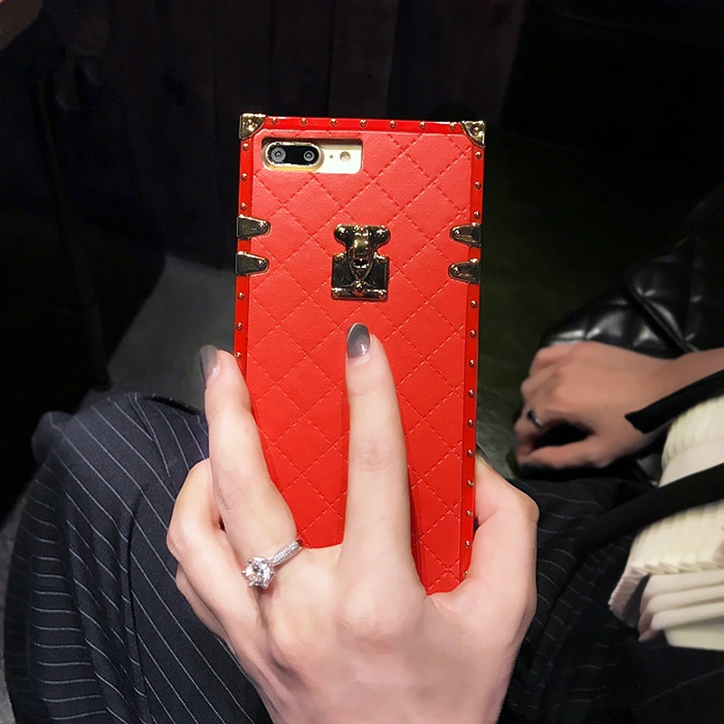 Роскошный клетчатый чехол из овчины для iphone X Xs Max Xr корейский винтажный