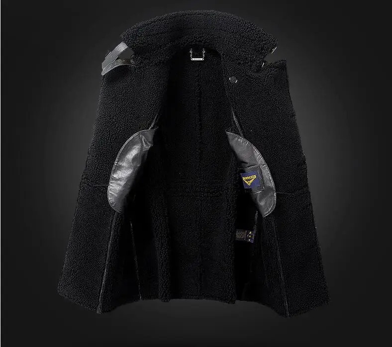 

2018 New Men Genuine Leather Jacket men's Fur one sheepskin long coat Air Force leather jackets men Burst skin leather coats