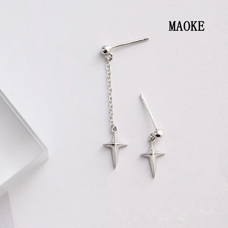 

Promotions 925 SV Minimalist Asymmetrical Cross Stud Earrings Temperament Length Fashion Jewelry for Women's Fashion Gifts