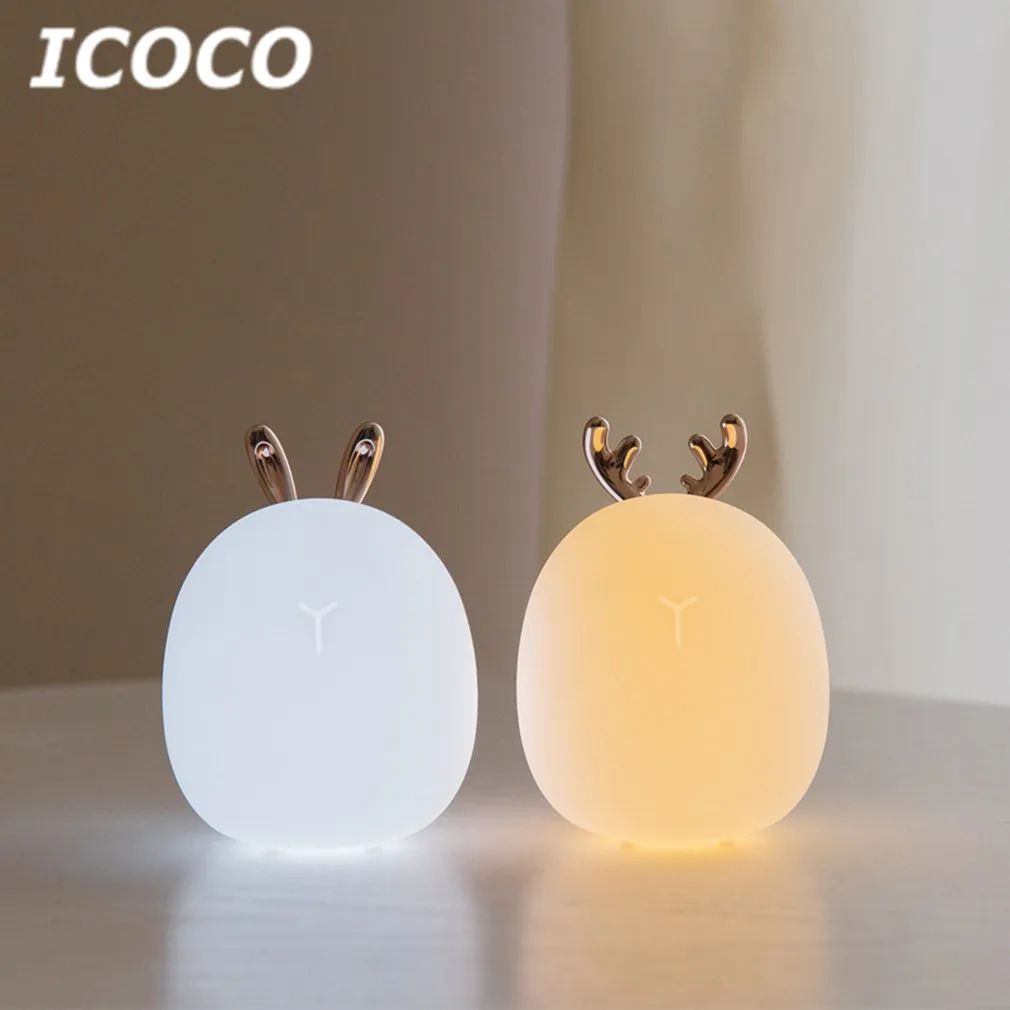 ICOCO мультяшный светодиодный силиконовый ночник USB перезаряжаемая лампа с