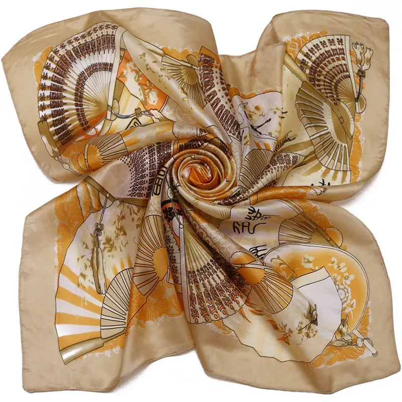 

[Оптовая Продажа] 100% чистый шелк, искусственный большой шелк, бандана, веер, средний квадратный шелковый шарф, подарок для женщин