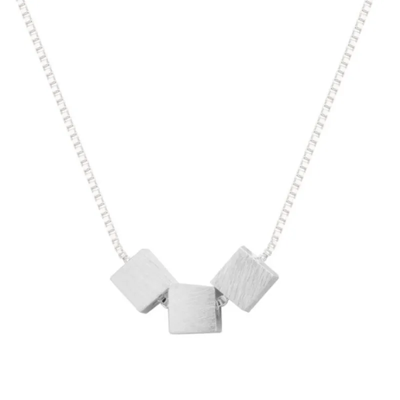 Цепочка с подвеской в виде трехмерного блока из серебра 925 пробы|fashion necklace|necklace