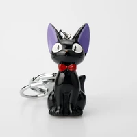 black cat jiji keychain anime kikis delivery service kiki cat 3d mini keychain kids toy key holder trinket collection gifts 50
