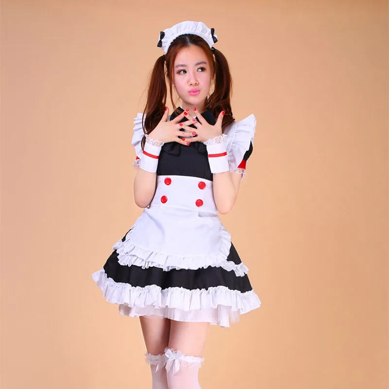 Косплей платье в стиле &quotЛолита&quot костюмы горничной Женский фартук одежда с