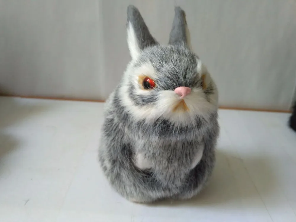 

plastic&faux furs rabbit handicraft simulation gray rabbit model 7x7x11cm prop home decoration gift d2417