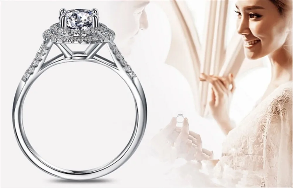 Женское кольцо с искусственным бриллиантом Sterling Sivler T Брендовое на заказ 2CT 925