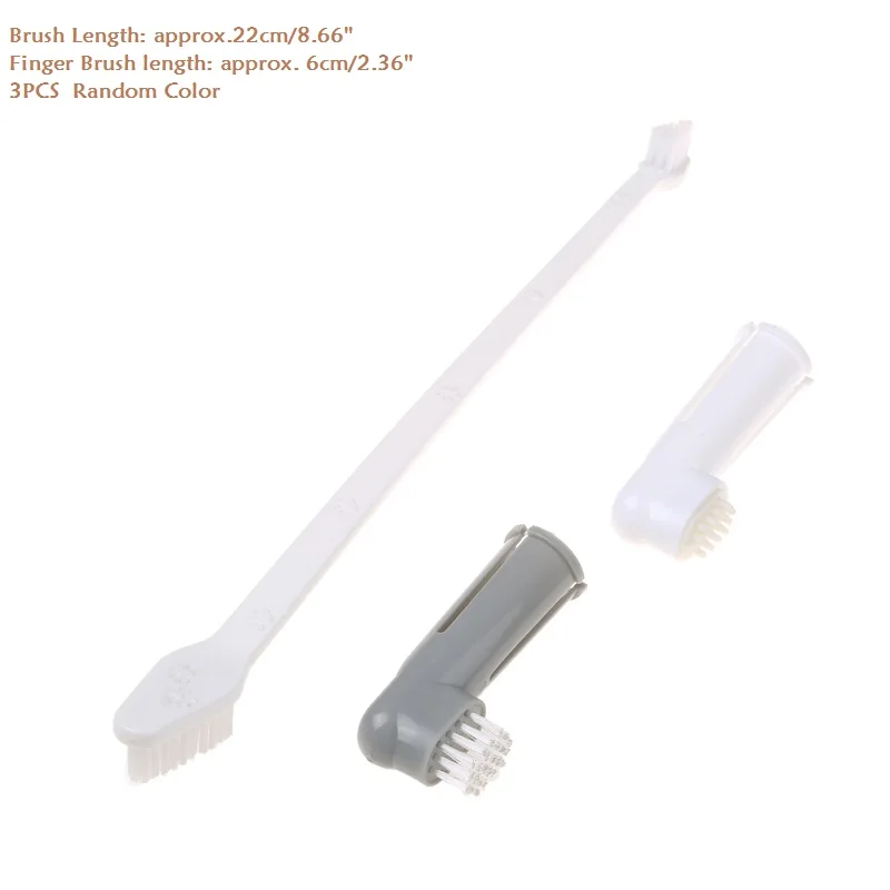 3Pcs 1/3 шт./компл. ПЭТ палец Зубная щётка с двумя головками для ухода за зубами собака кисточки для щенка маленькой собаки кошка домашний питомец Уход за лошадьми инструменты - Цвет: 3Pcs