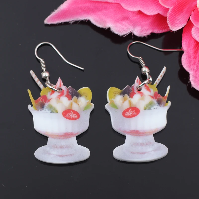 1 пара акриловые разноцветные украшения в виде мороженого фруктов|food earrings|earring