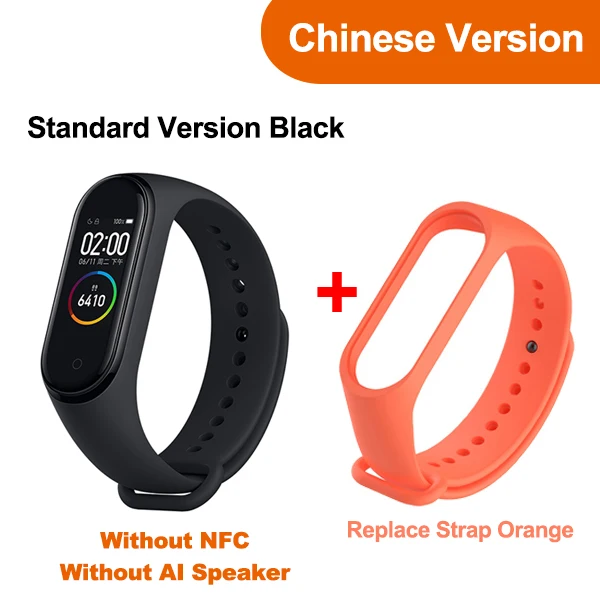 Add Orange Strap Original Newest Xiaomi Mi Band 4 Smart Miband 4 Bracelet Heart Rate Fitness AMOLED Color Screen Bluetooth 5.0 - Цвет: Add Orange Strap