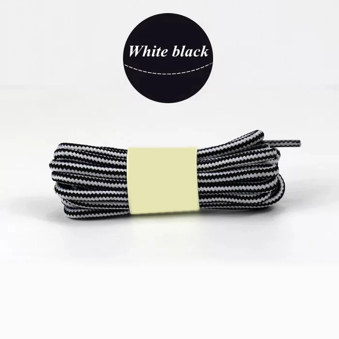White black 1 пара Круглый полосатый двойной Цвет шнурки для обуви унисекс кожаный ботинок шнурки на открытом воздухе спортивные шнурки для кроссовок 70/90/120/150 см Длина - Цвет: White black