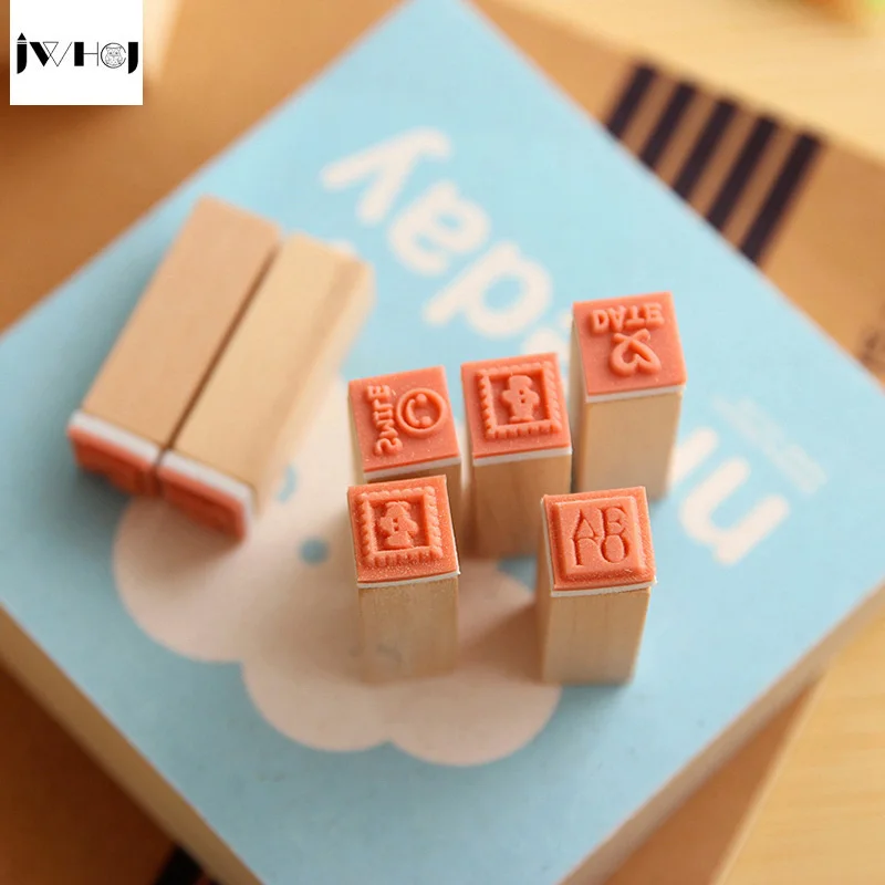 25 шт./компл. Мини милый дневник деревянный резиновый штамп подарочная коробка