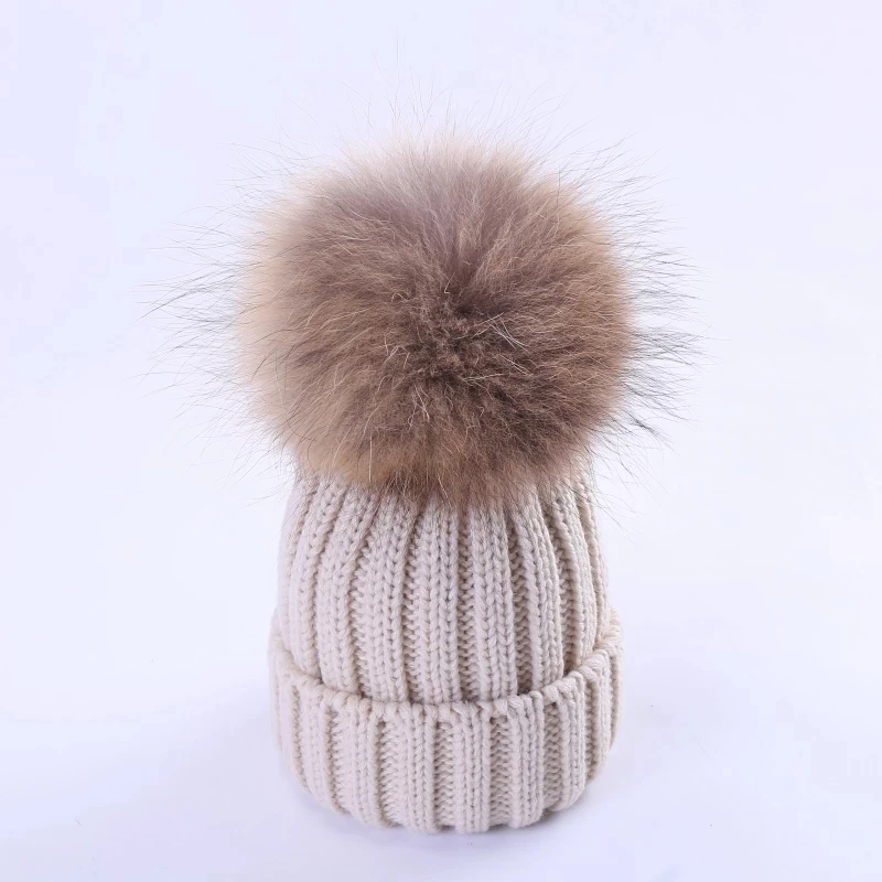 1 шт. помпоны из натурального меха 12 см DIY шарики лисы енота для шляпа и сумка