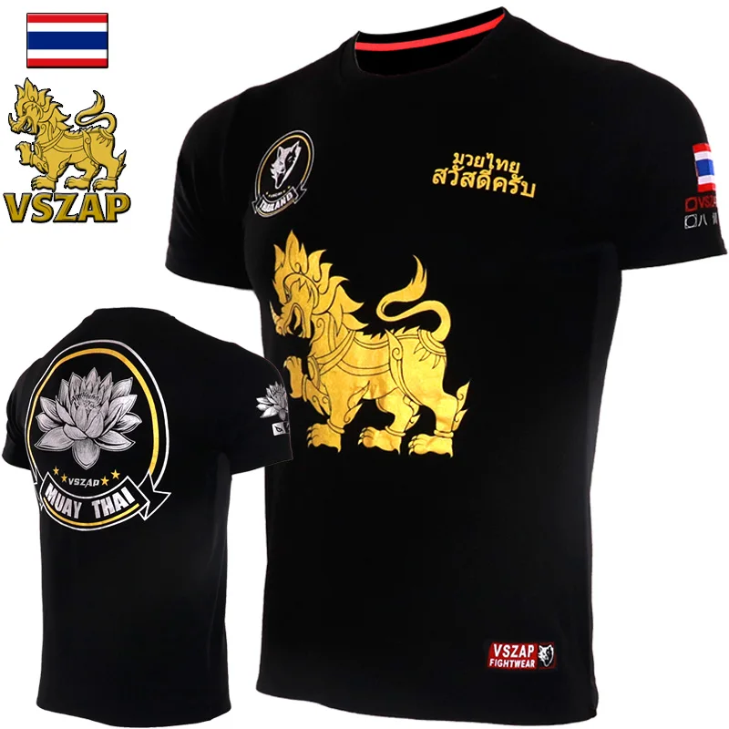 Мужская футболка с принтом лотоса и кирина Vszap Muay Thai короткими рукавами для ММА