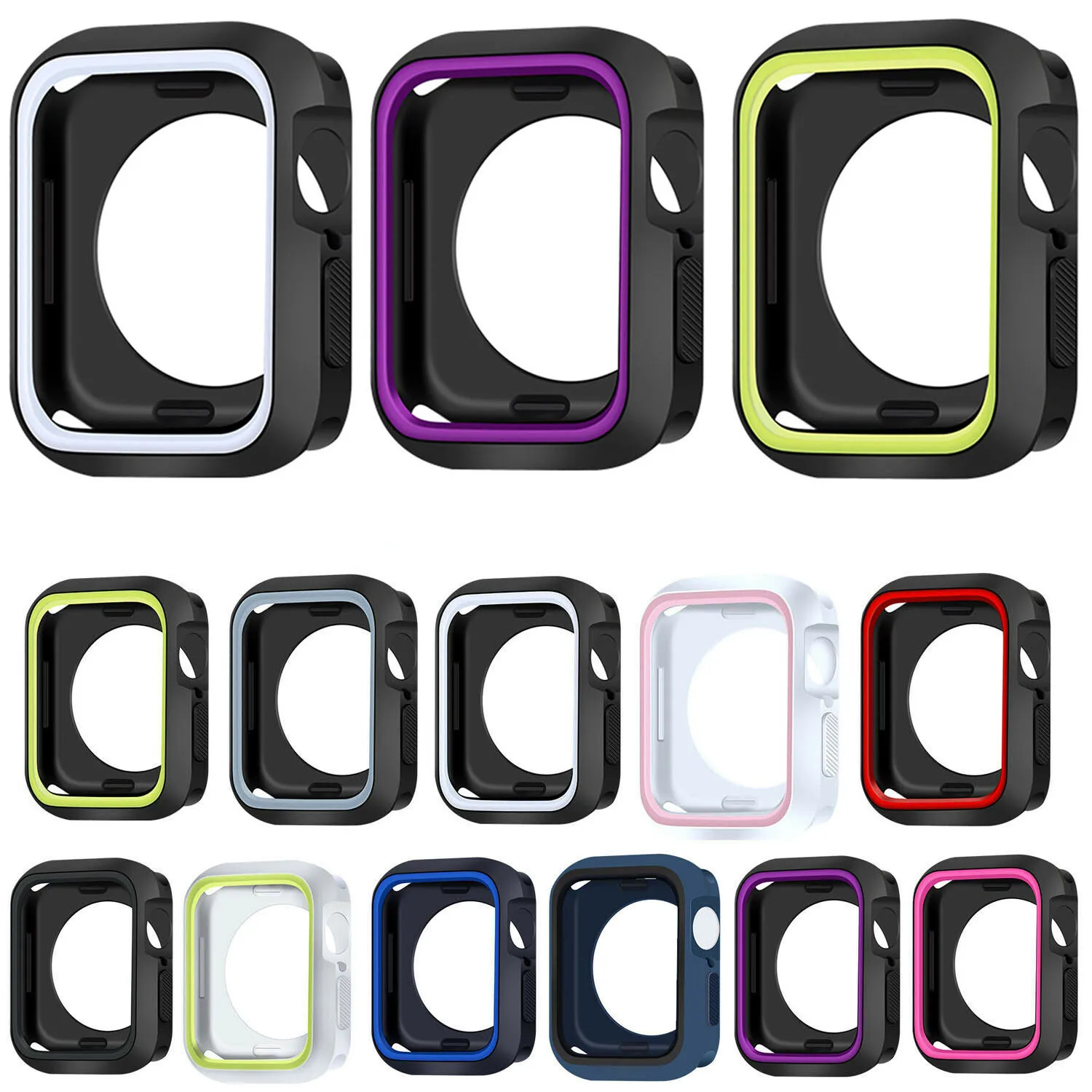 Силиконовый чехол для Apple Watch 42 мм 38 40 44 спортивный ремешок полная Рамка резиновый