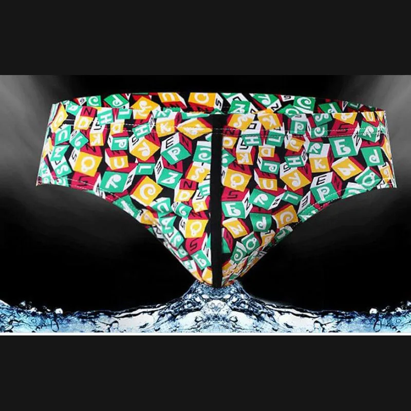 2019 gay Underwear men low waist nylon ice silk printed breathable briefs fashion sexy bulge jockstrap |