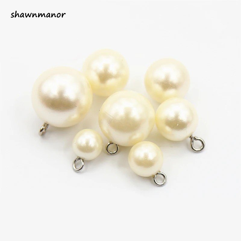 

20PCS 8-12.5mm Imitation Pearl Buttons Round Shank Shirt Button For DIY Sewing Clothes Hair Accessories Decorate Scrapbooking
